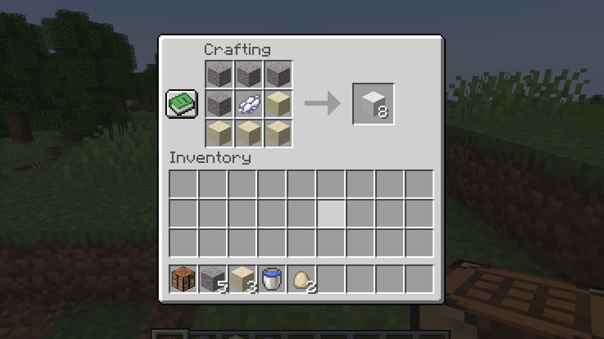 Crafting concrete powder (Image via Mojang Studios)