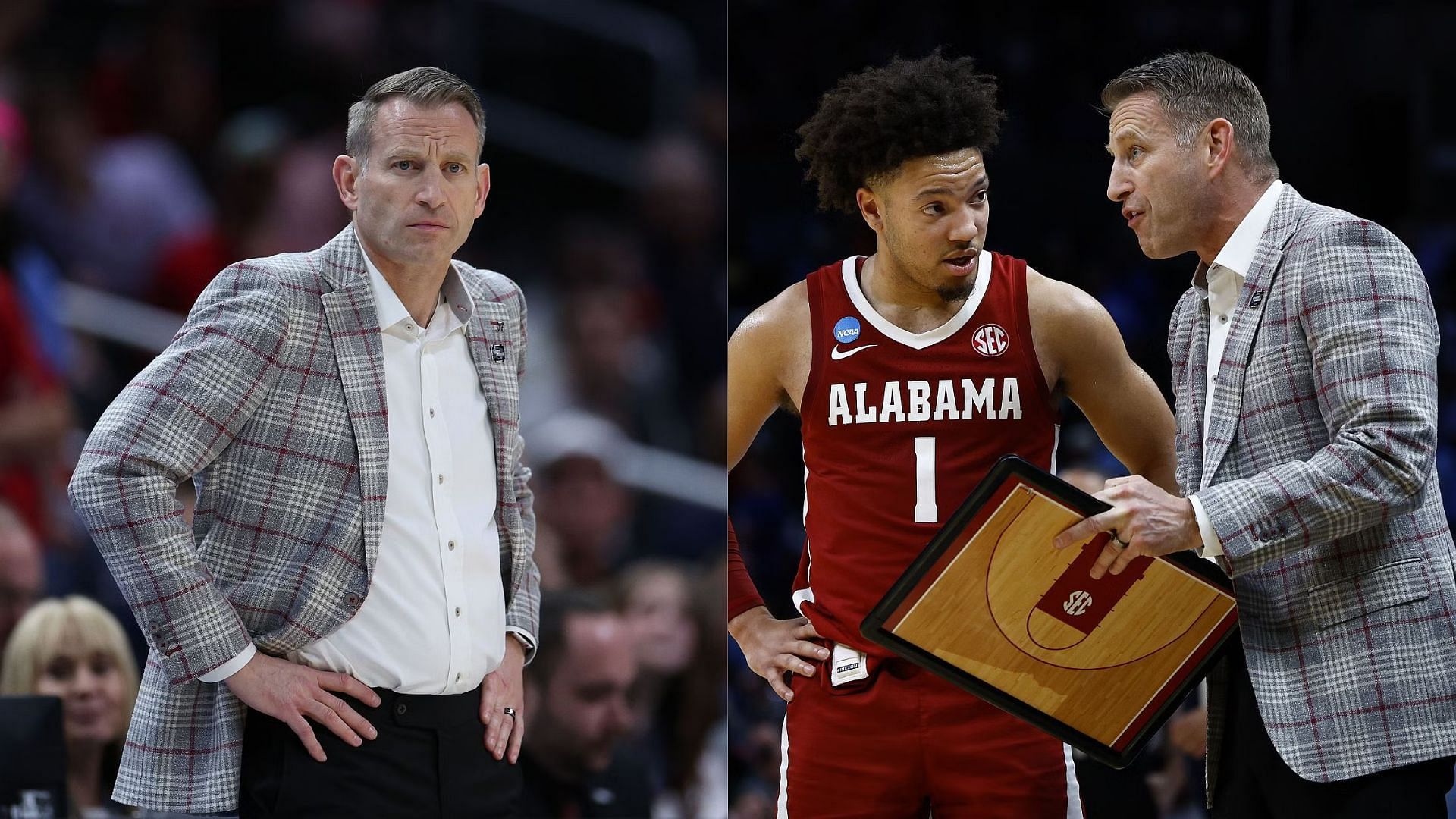 Alabama Crimson Tide head coach Nate Oats in the 2024 NCAA Tournament