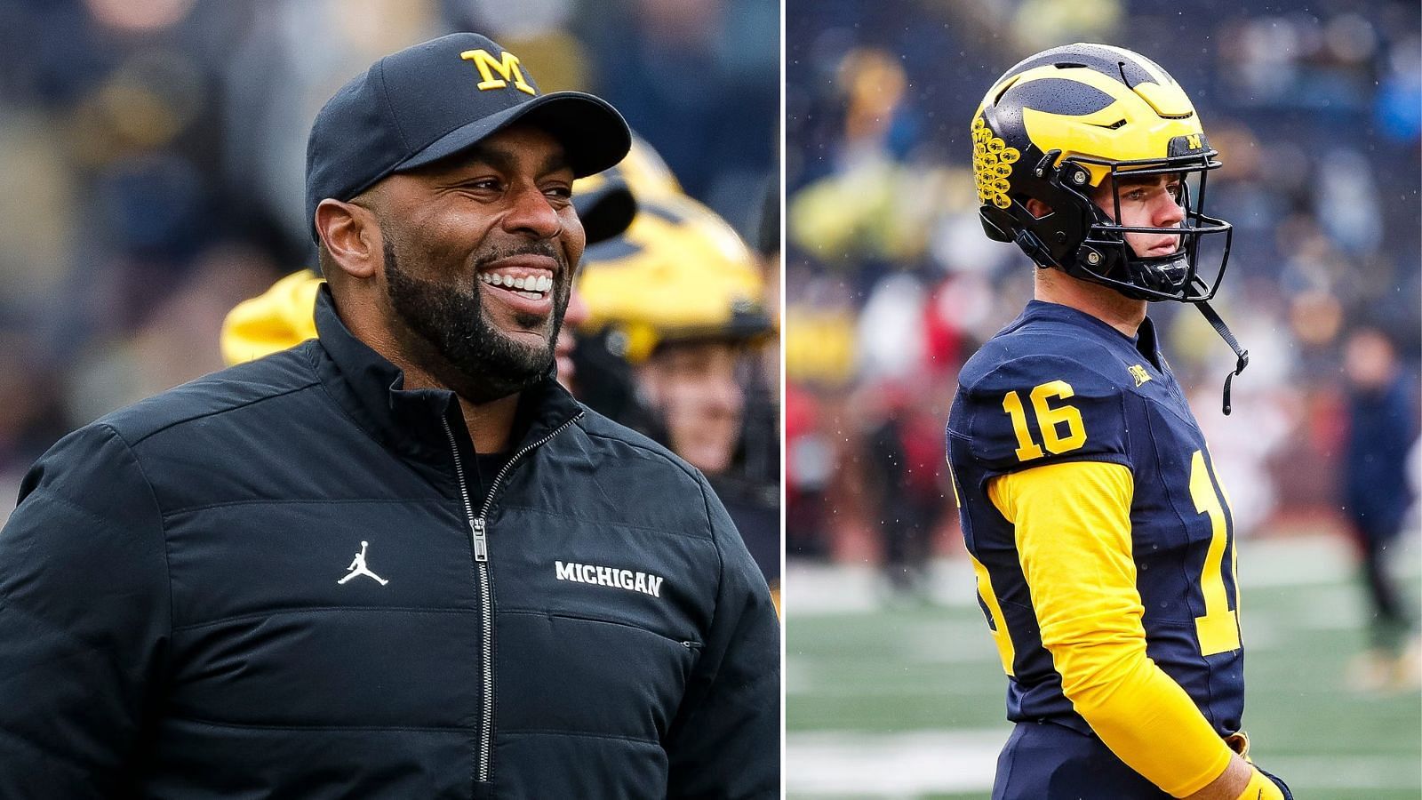 New Michigan head coach Sherrone Moore saw some impressive play from QB Davis Warren in the Michigan spring game. 