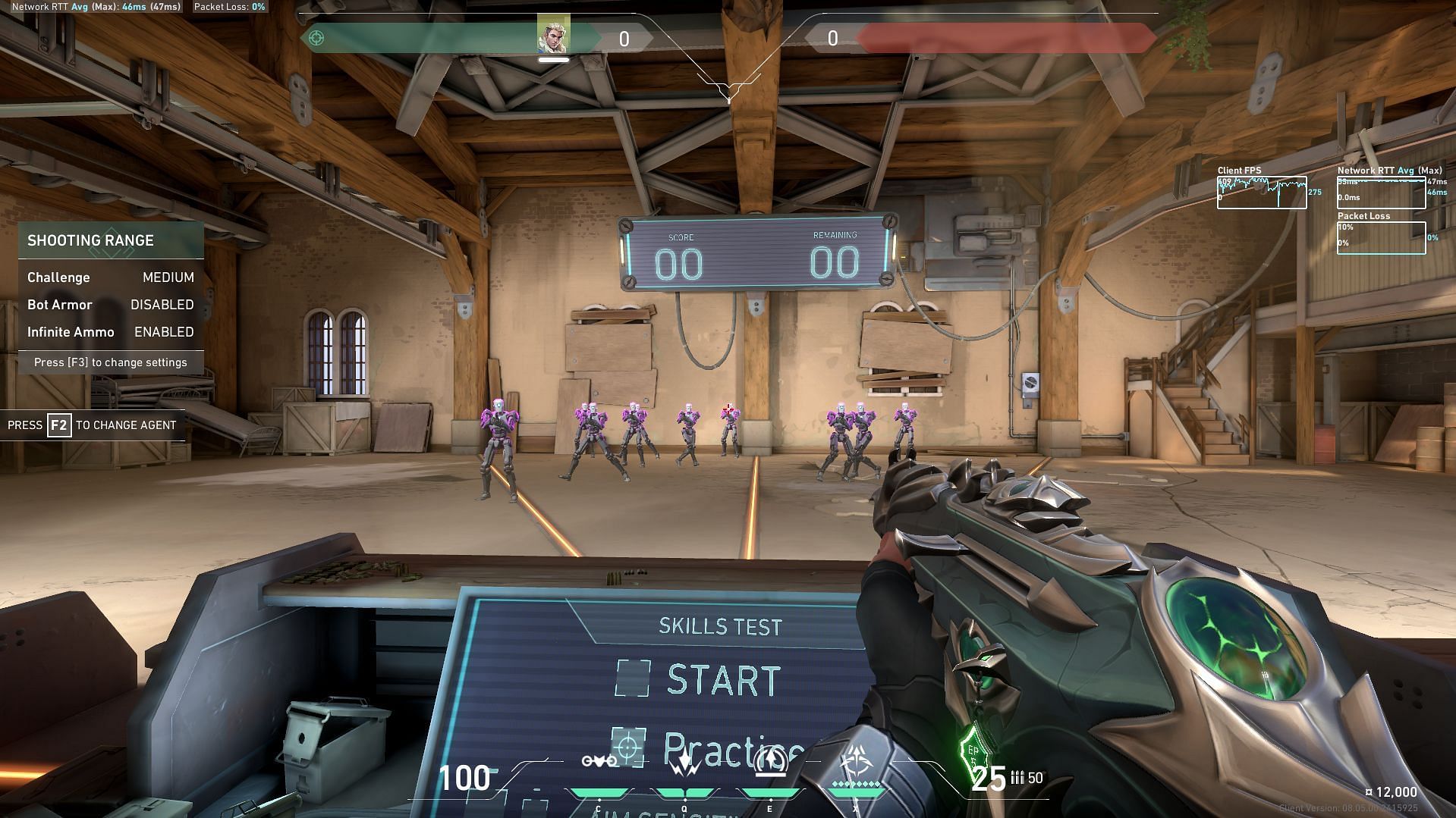 Practice with bots in the shooting range (Image via Riot Games)