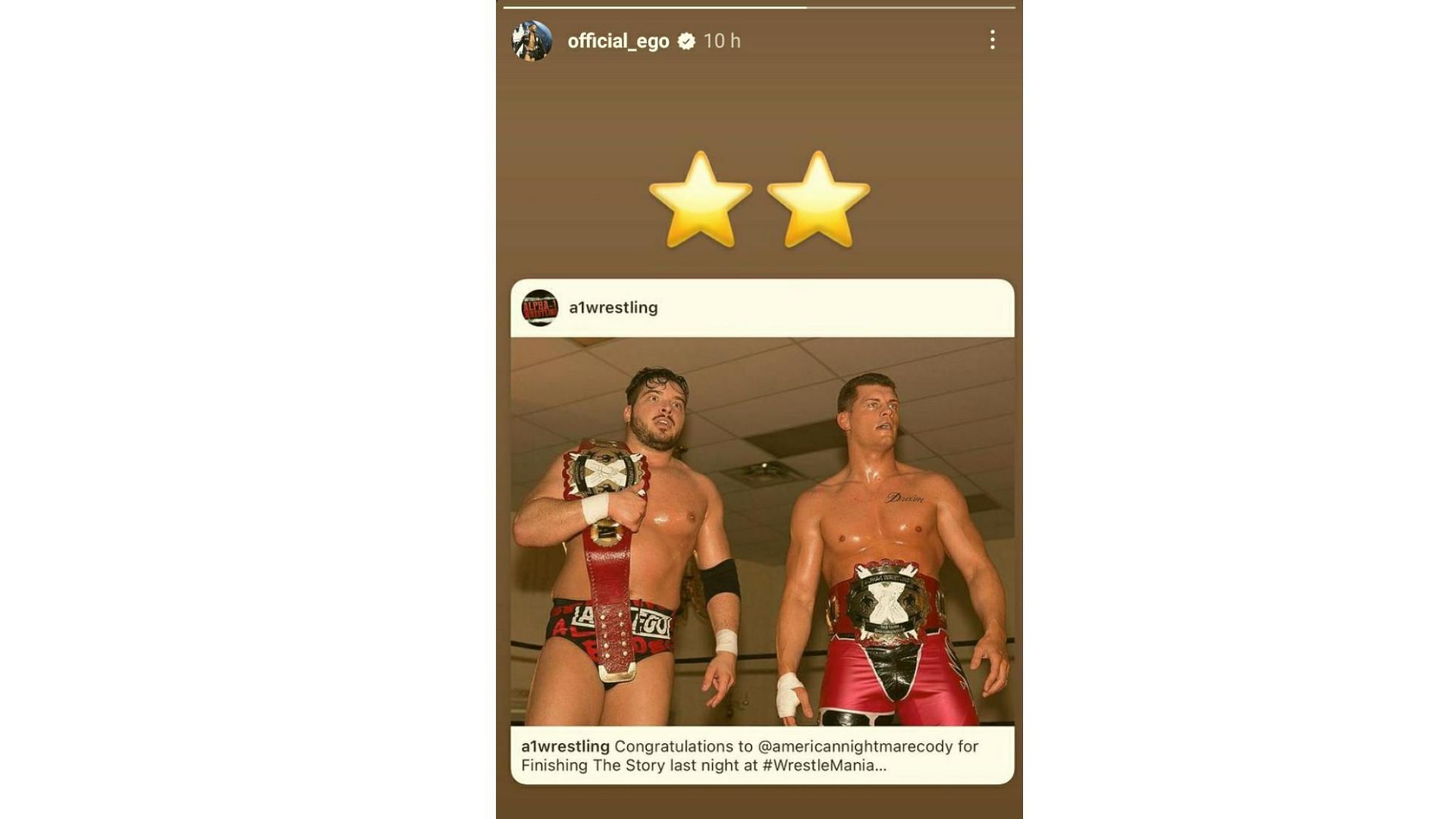 Ethan Page congratulated Cody Rhodes on Instagram