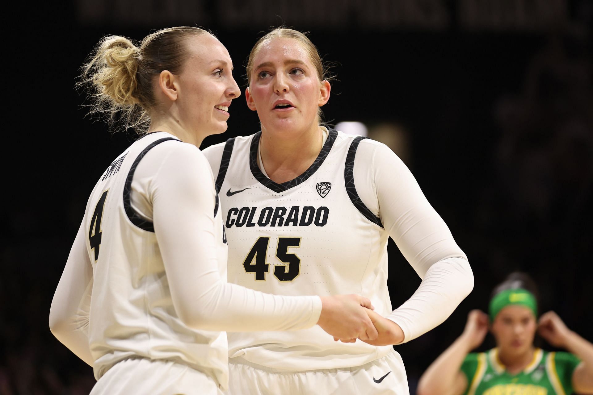 Charlotte Whittaker (right) played for 33 games with Colorado this season, averaging 3.1 points and 2.1 rebounds per game.