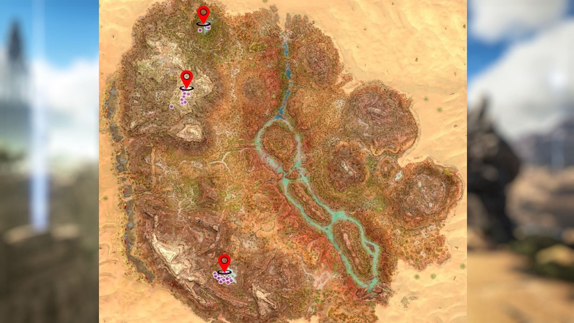 Scorched Earth resource map for rare Mushroom (Image via Studio Wildcard)