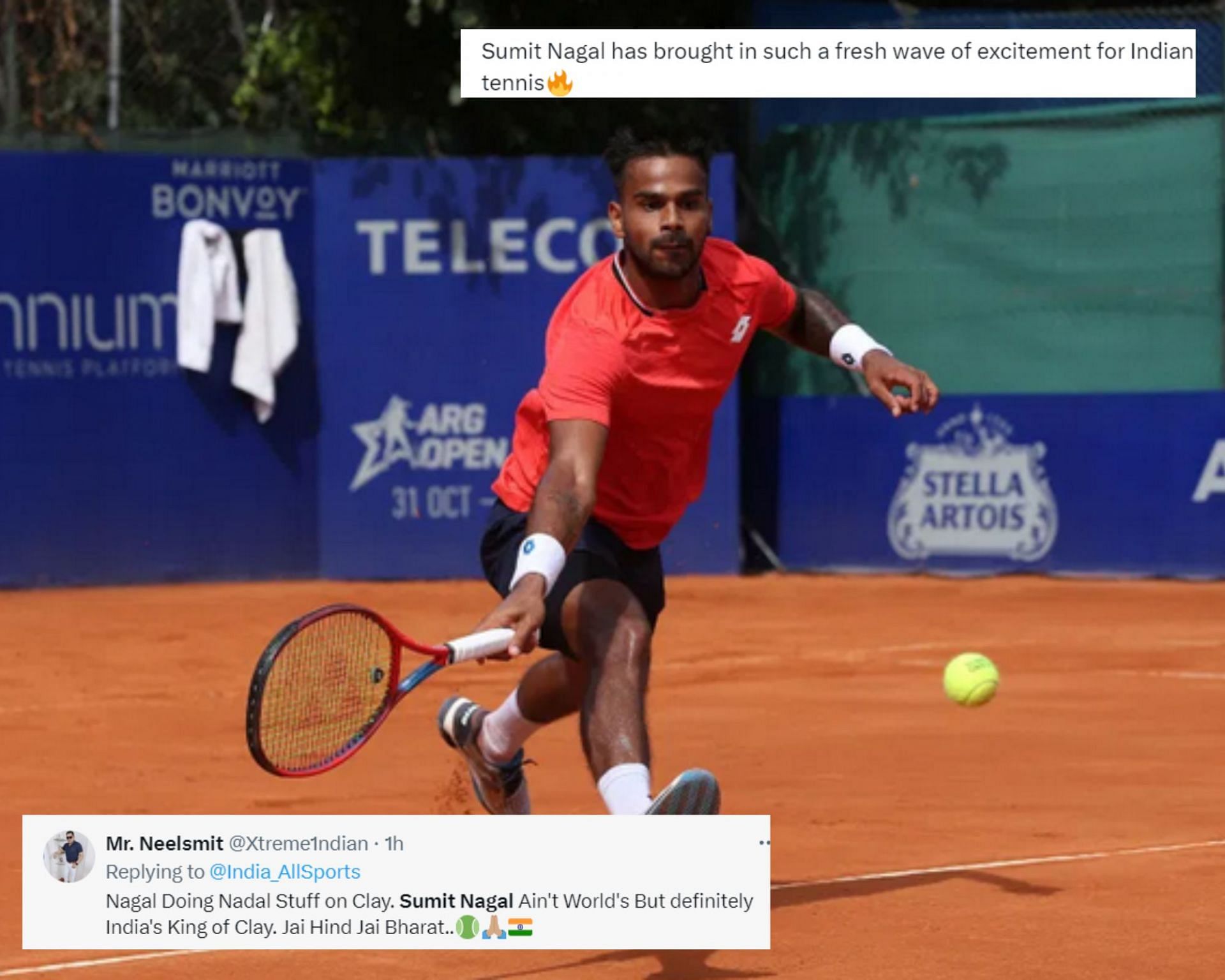 Sumit Nagal lost to Hogler Rune in the rain-interrupted second-round clash at Monte Carlo Masters 2024 on Thursday (Image Credits: Doordarshan &amp; X) 