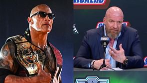 Triple H directs a cheeky comment at The Rock during WrestleMania press conference