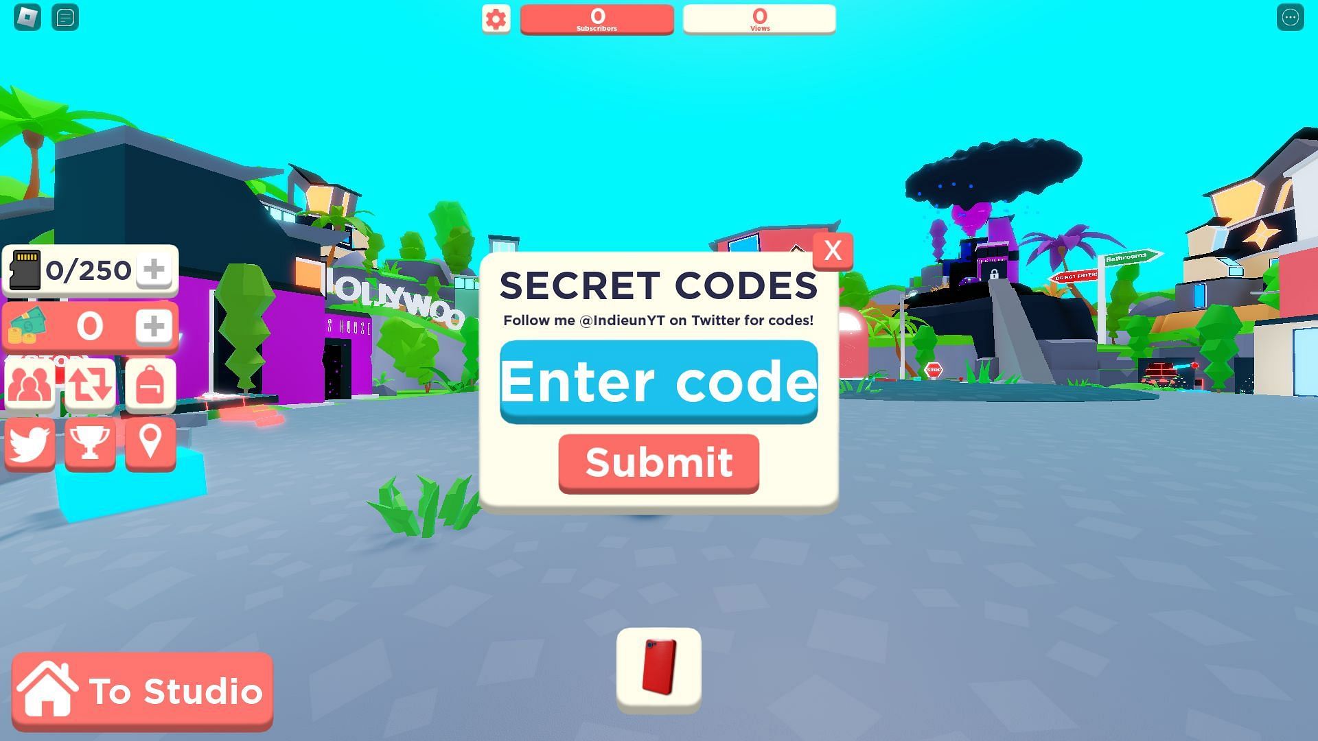 Active codes for YouTube Simulator (Image via Roblox)