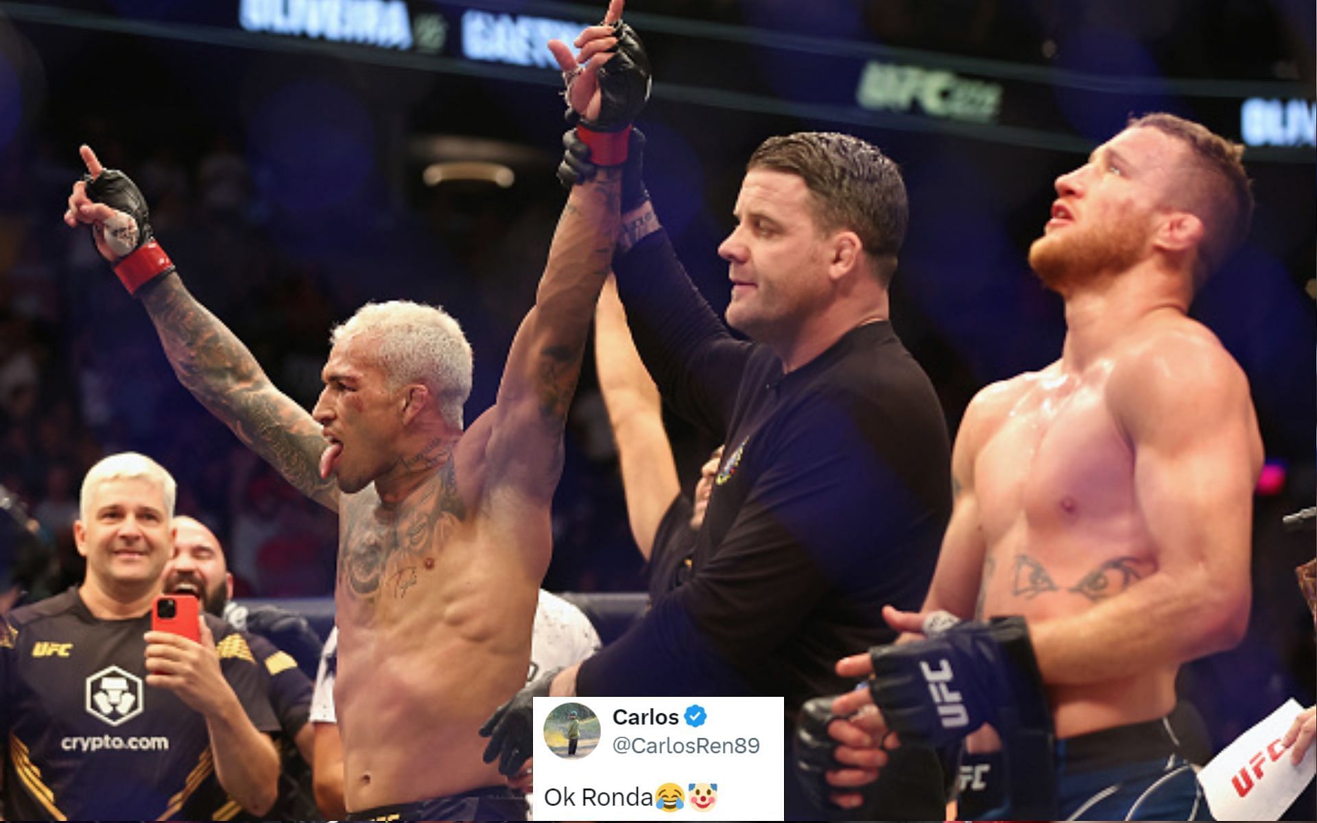 Justin Gaethje claims he had a concussion entering Charles Oliveira title clash [Image credits: Getty Images]