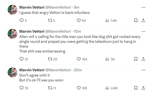 Screenshot of Marvin Vettori's tweet on X