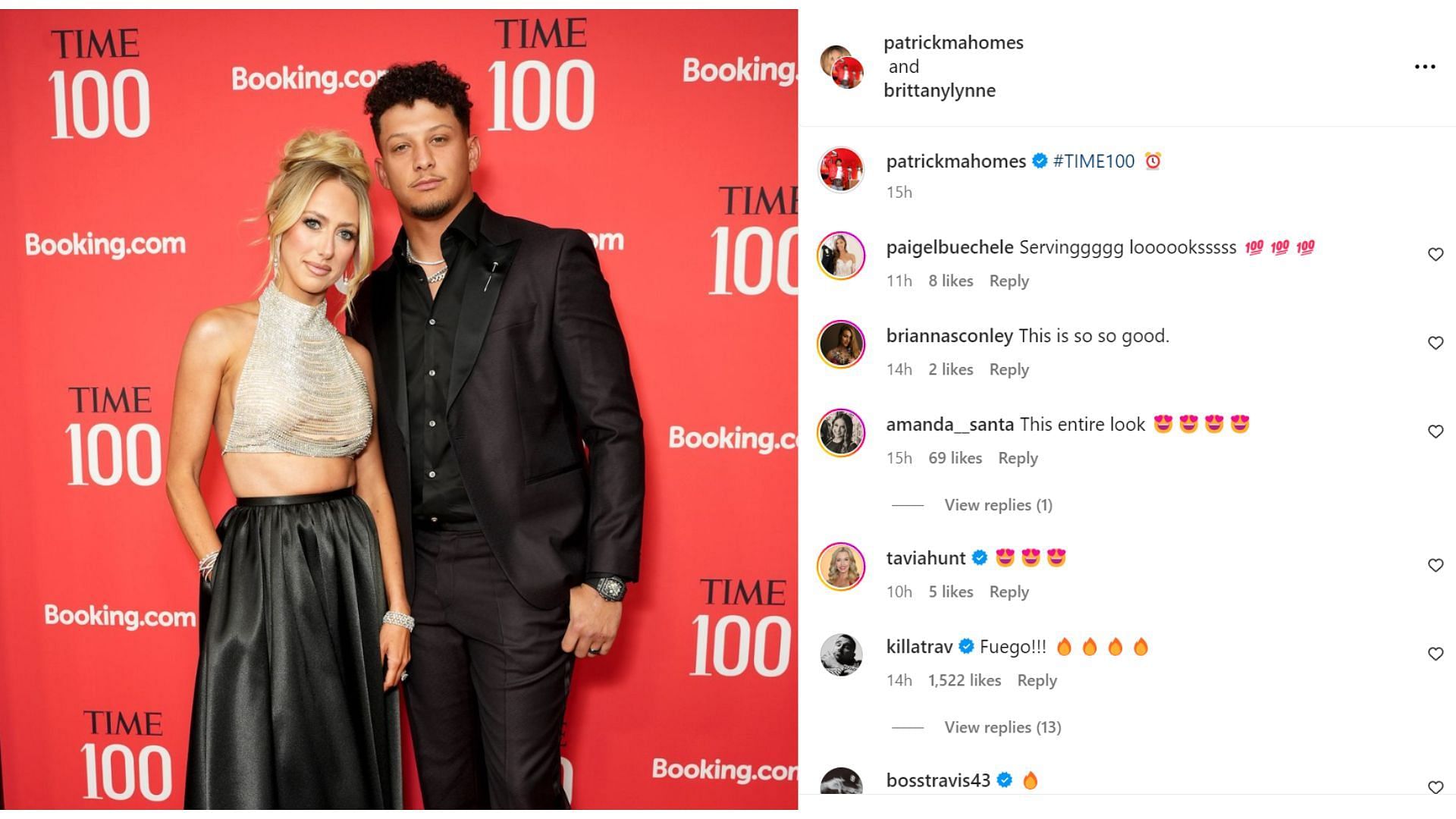 Patrick Mahomes and wife Brittany at the Time 100 Gala (From:@brittanylynne IG)