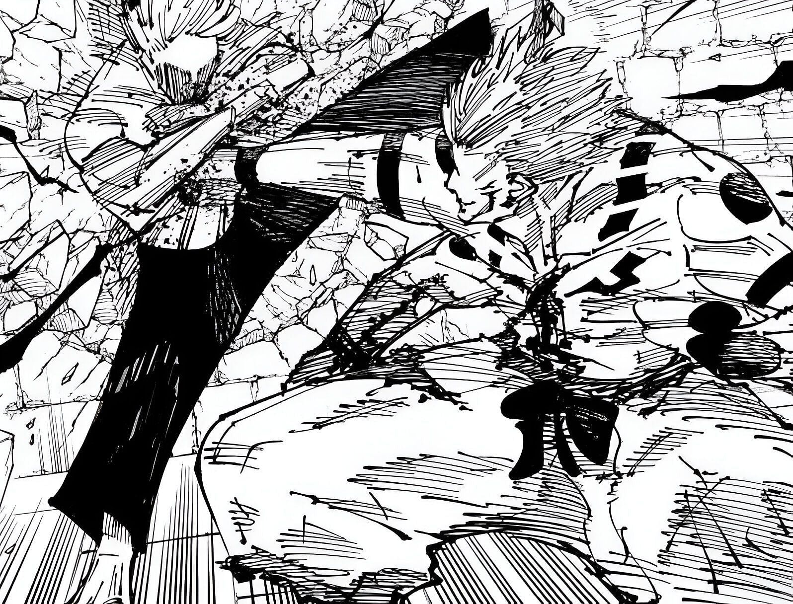 Sukuna hitting Larue with a Black Flash (Image via Shueisha)