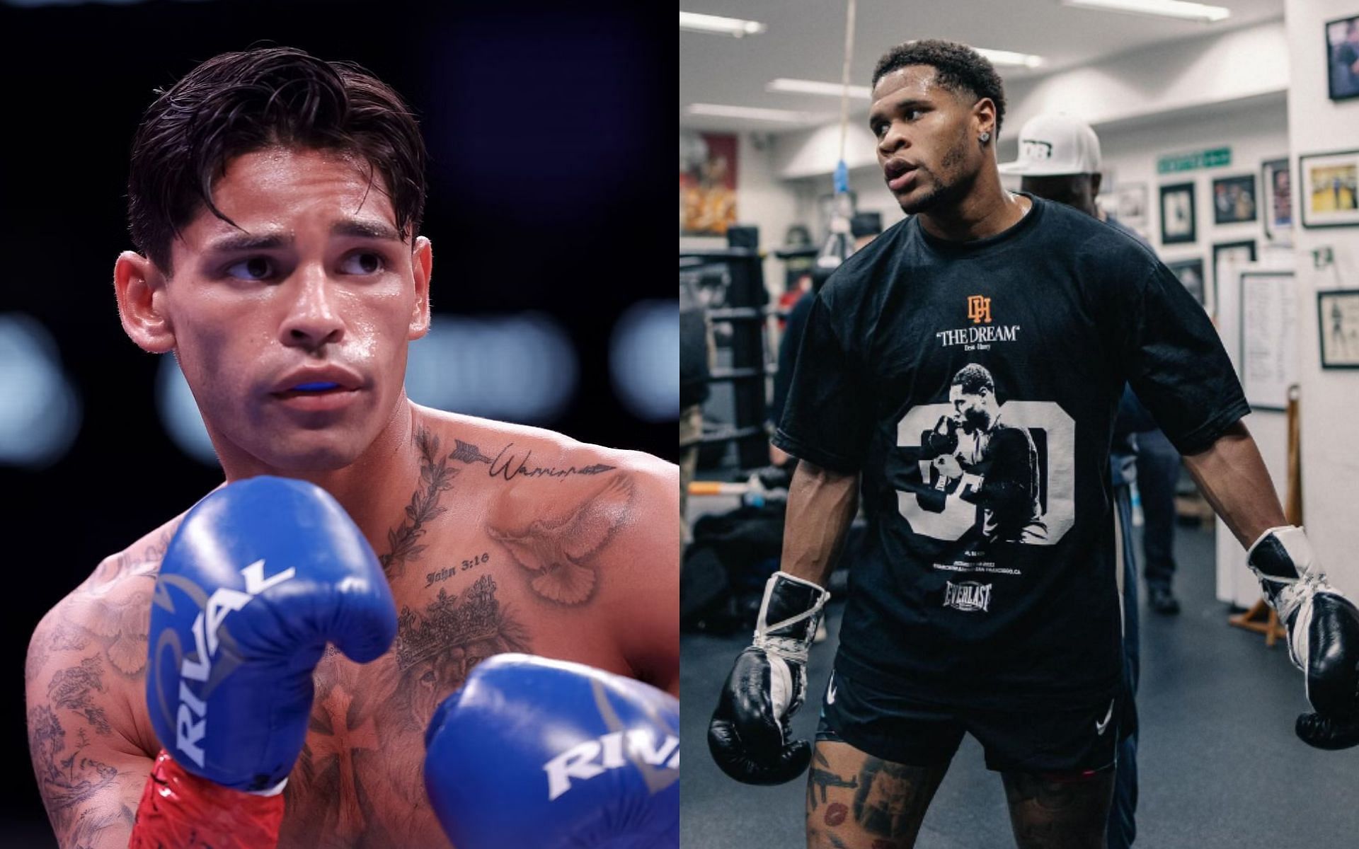 Devin Haney (right) fires back at Ryan Garcia (left) for recent comments ahead of their WBC title fight [Images Courtesy: @GettyImages, @realdevinhaney on Instagram]