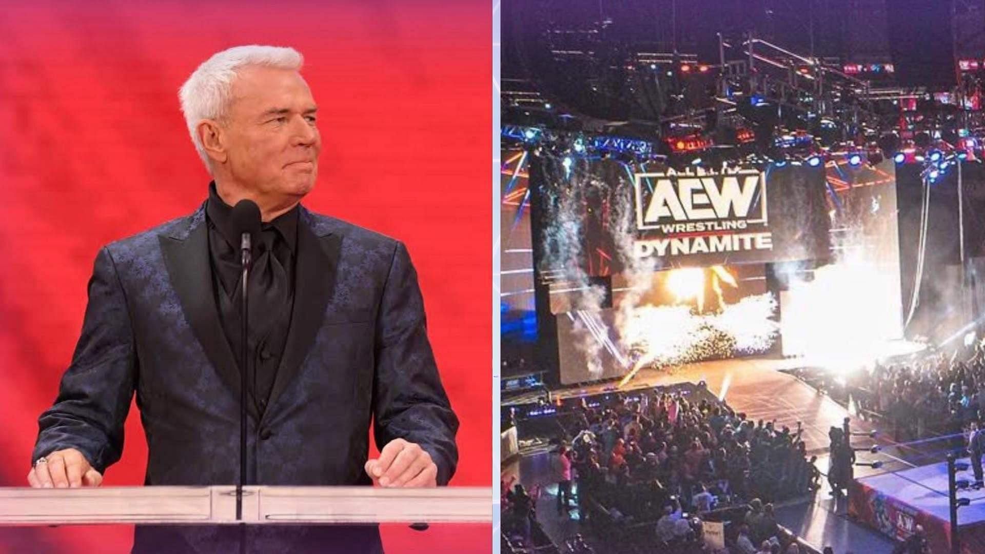 Eric Bischoff (left) and AEW Dynamite stage (right)