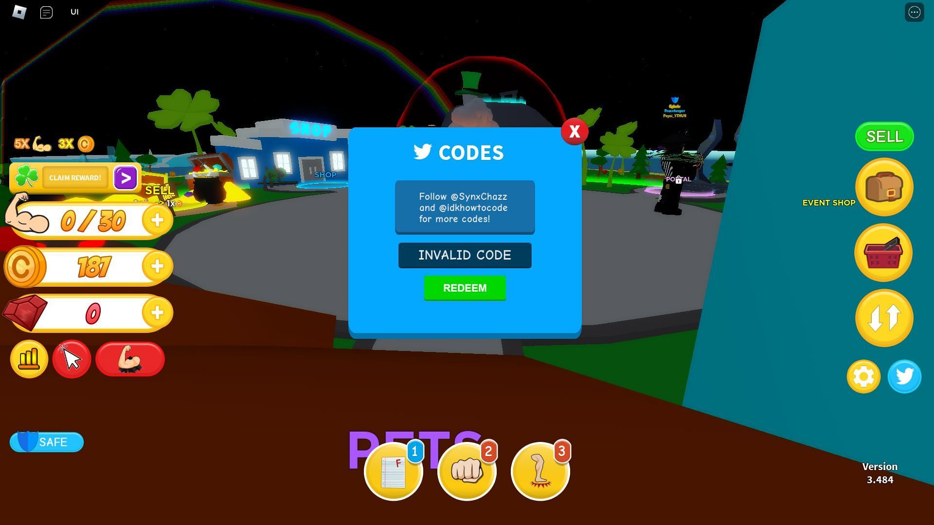 Troubleshooting codes for Get Huge Simulator (Image via Roblox)