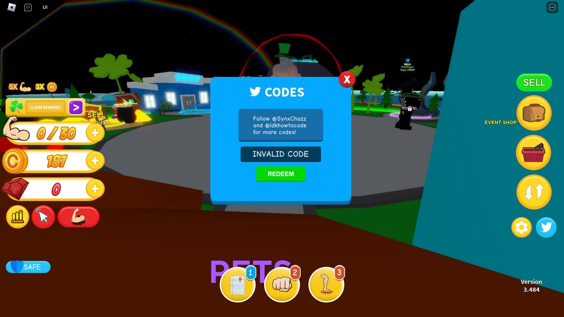 Troubleshooting codes for Get Huge Simulator (Image via Roblox)