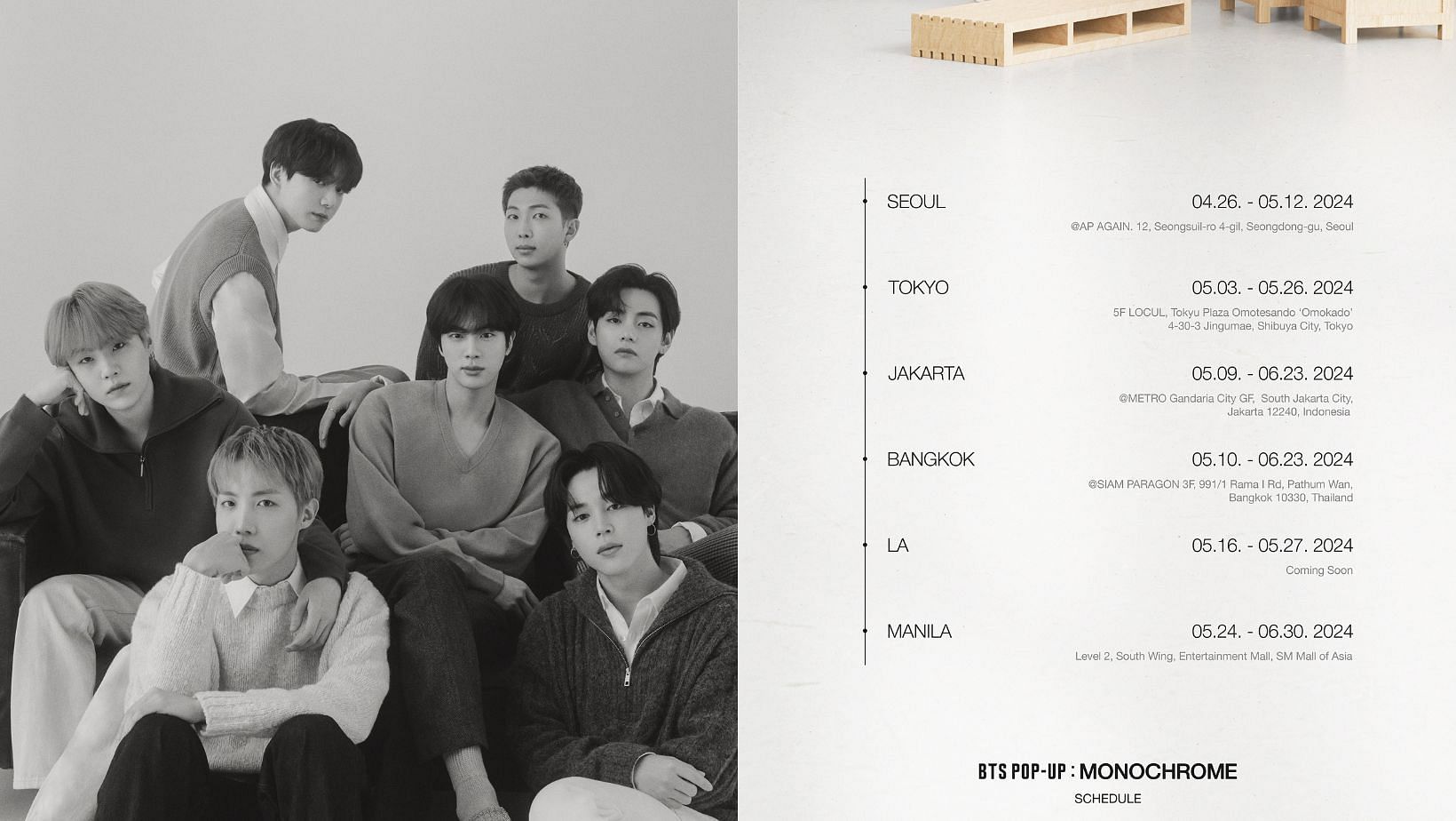 HYBE releases much-anticipated BTS POP-UP MONOCHROME global schedule and official trailer. (Images via X/@bts_bighit)