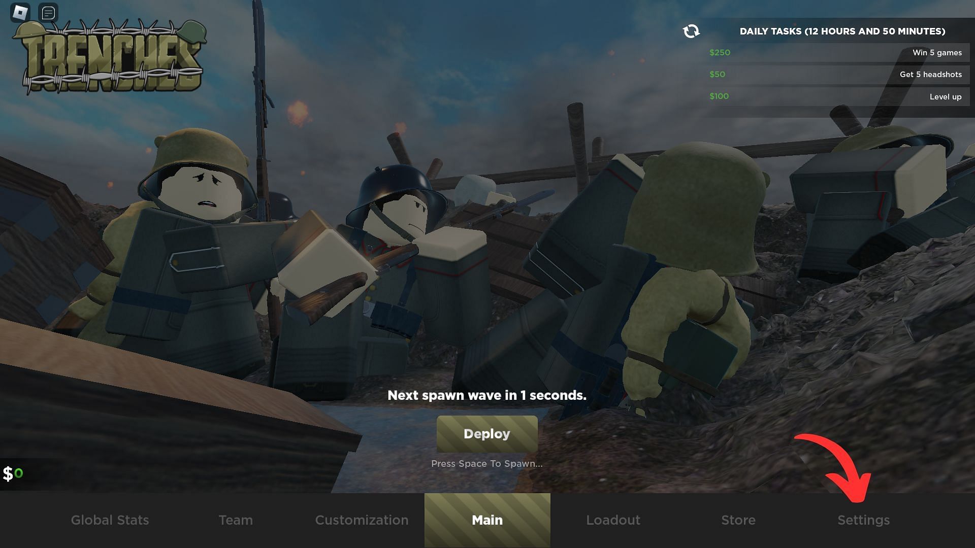 How to redeem codes for Trenches (Image via Roblox and Sportskeeda)