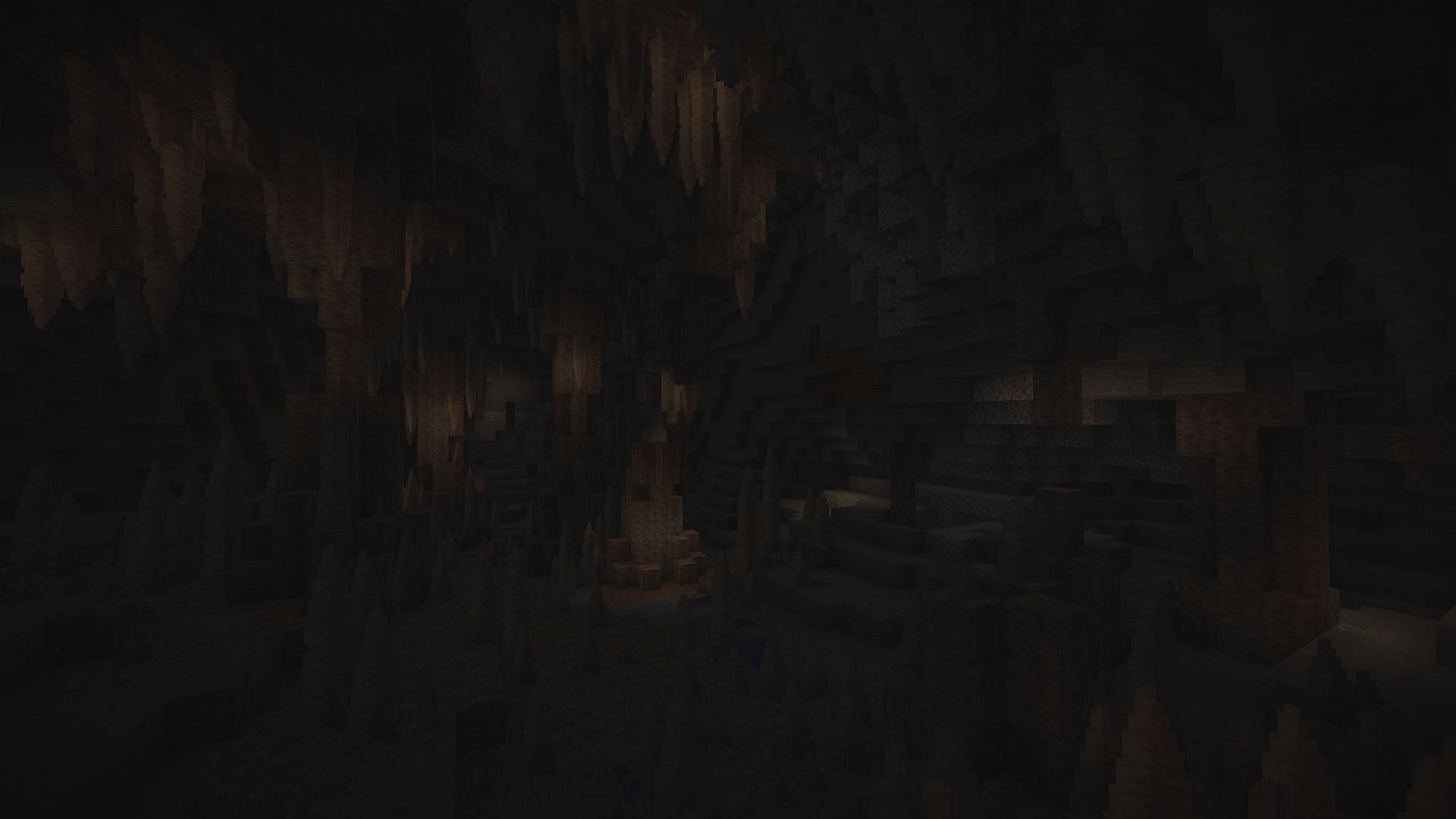 This seed has a massive dripstone cave system underneath several different villages (Image via Mojang)