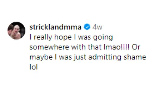 Strickland's comment reacting to the clip [Image courtesy: @thefightmafia - Instagram]