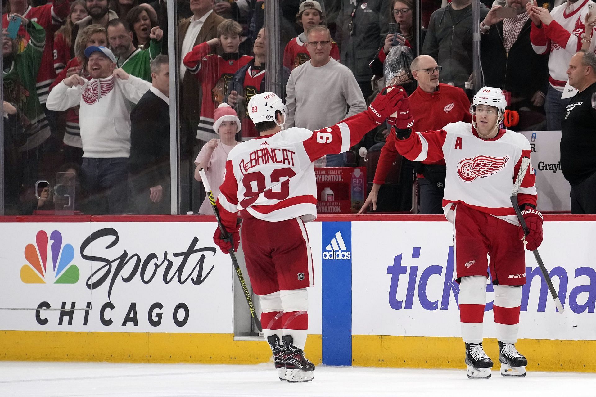 Alex DeBrincat and Patrick Kane, Detroit Red Wings