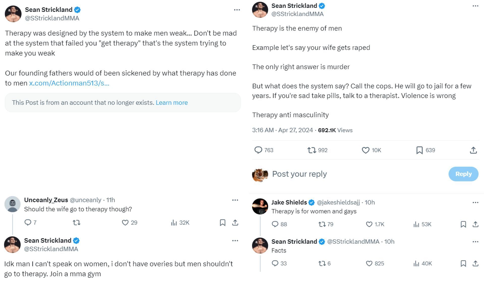 Screenshots of tweets and tweet replies