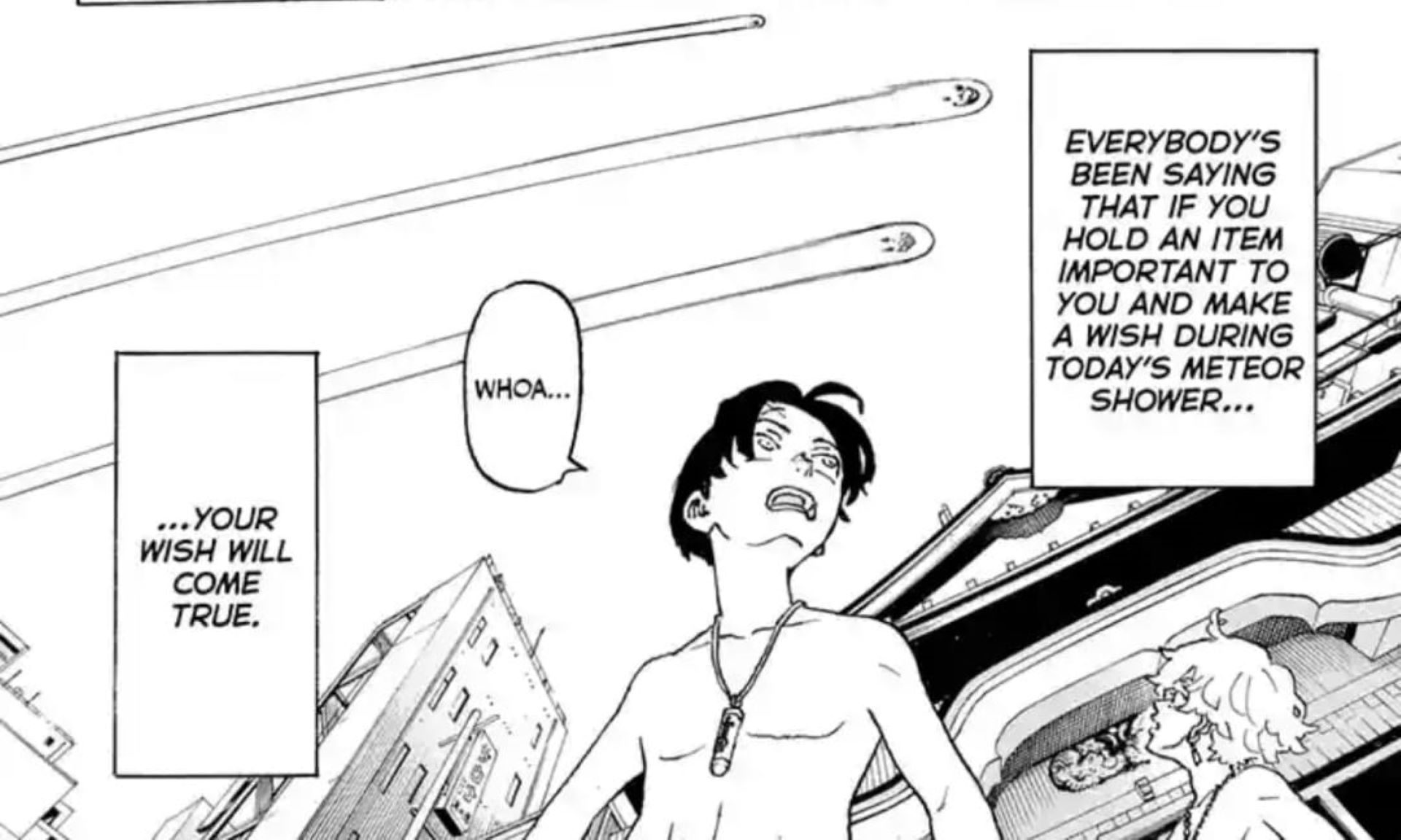 Hibaru looks up at the sky in the chapter (Image via Ken Wakui/Shueisha)