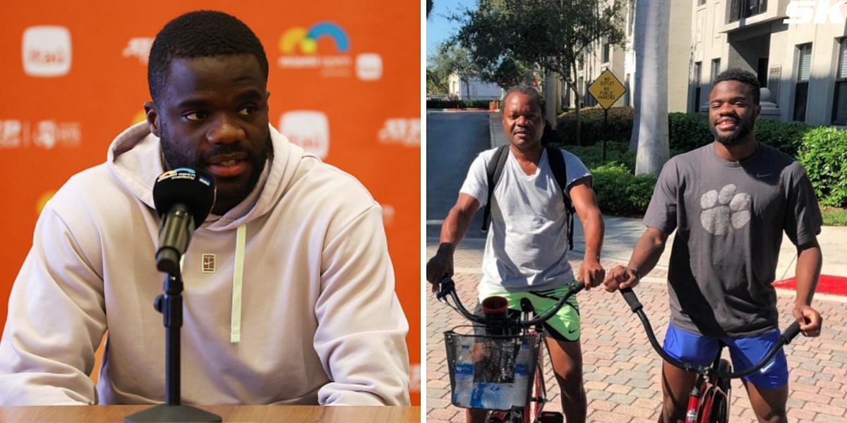 Frances Tiafoe (L) and Tiafoe with his father Constant (R)