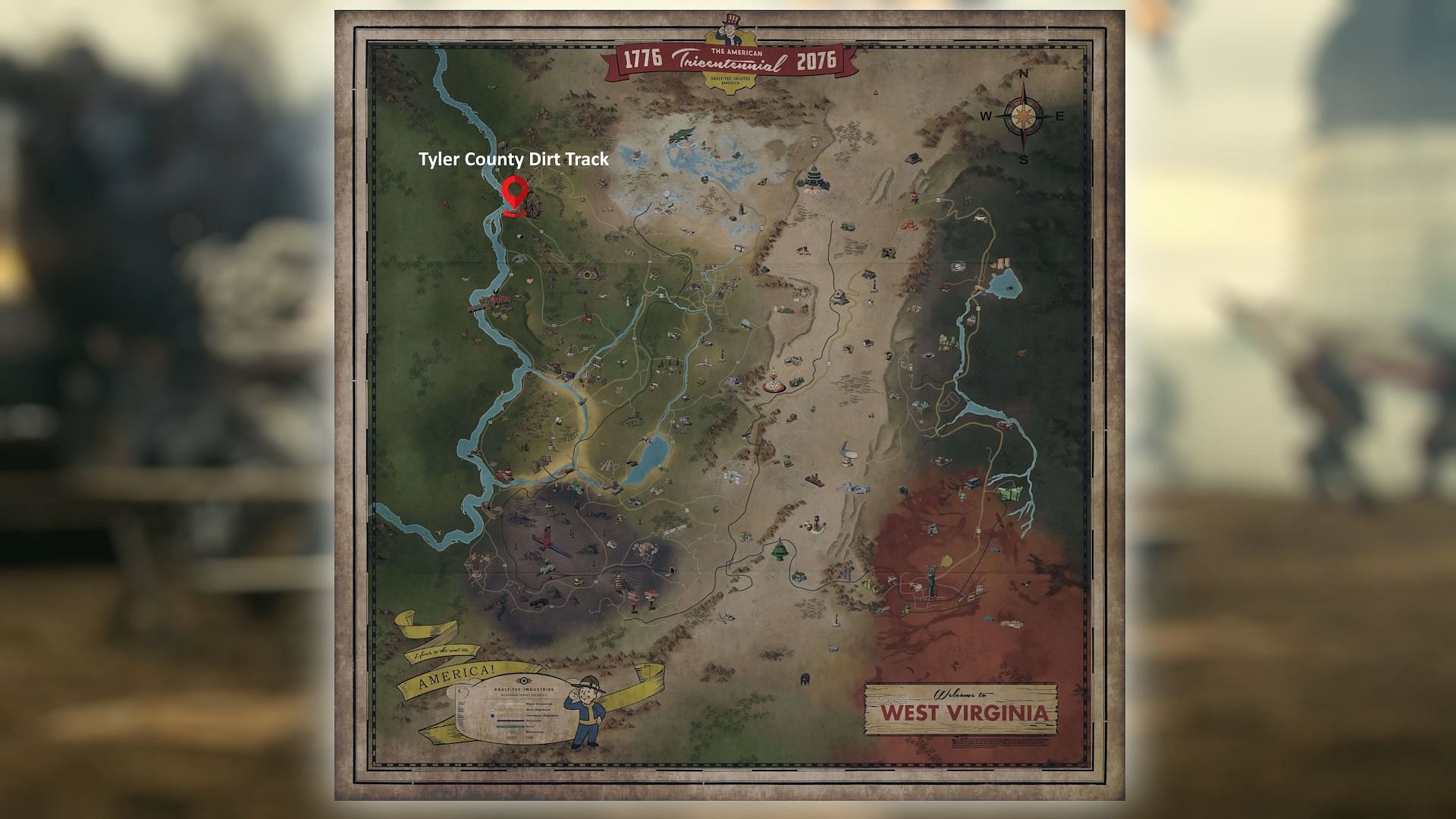 Tyler County Dirt Track is located in the Forest region (Image via Bethesda Game Studios)