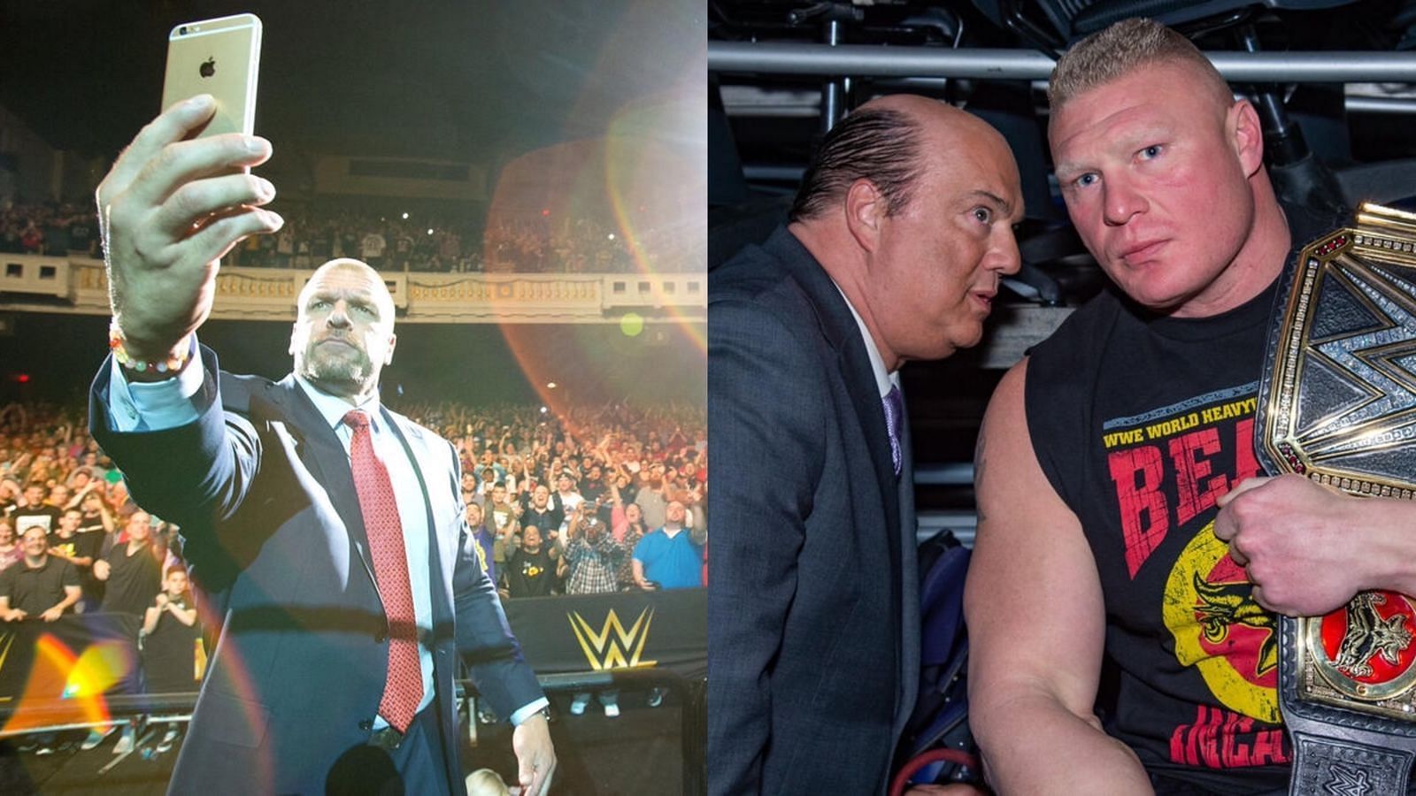 Triple H (left); Brock Lesnar (right)