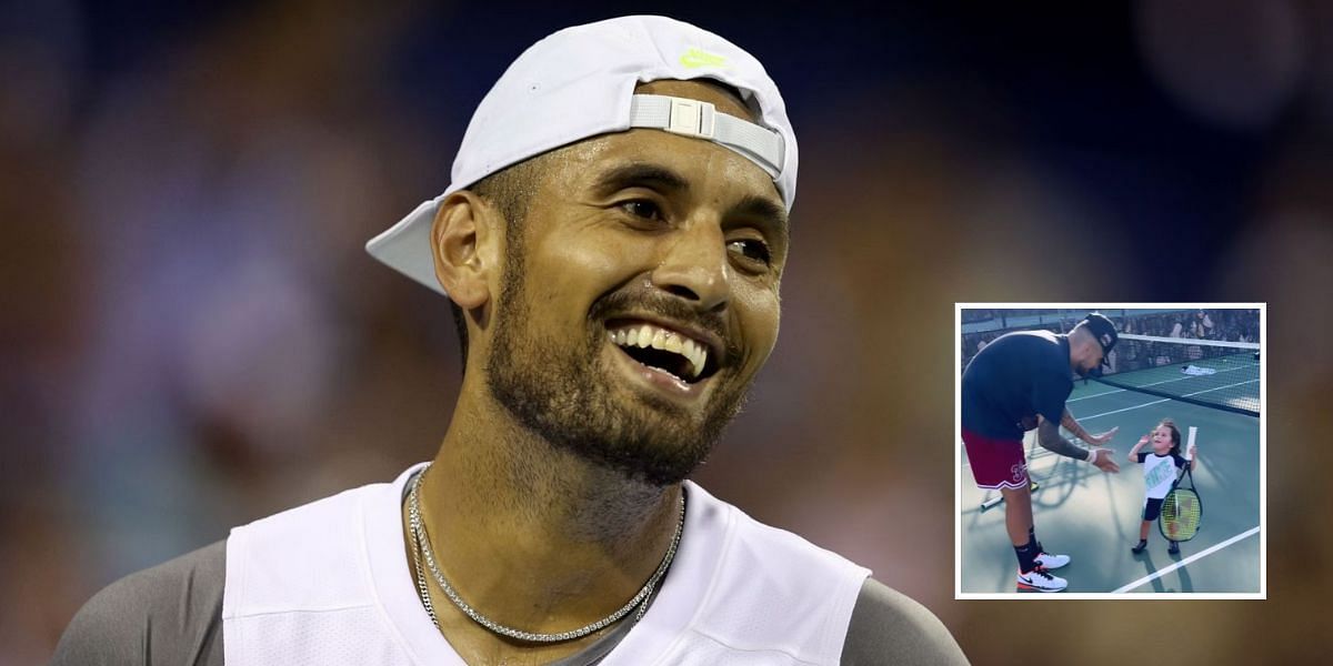 Nick Kyrgios helped his 1-year-old nephew George to win a rally
