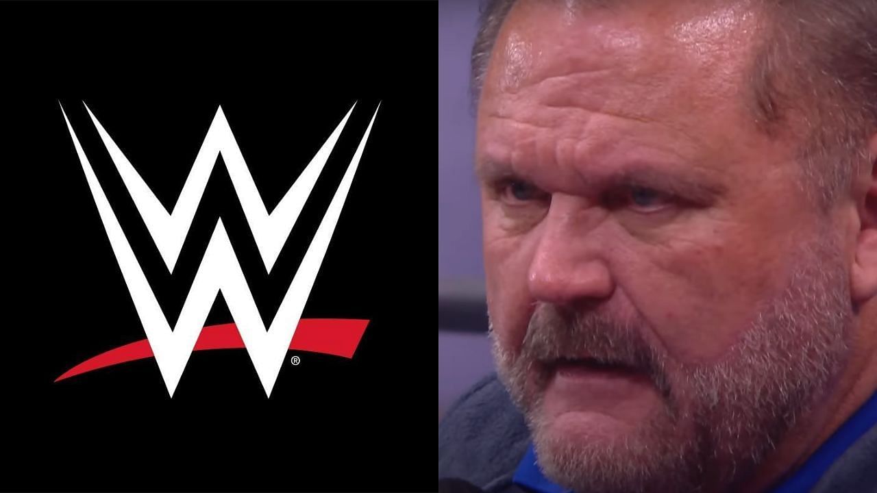 WWE logo (left) and Arn Anderson (right)