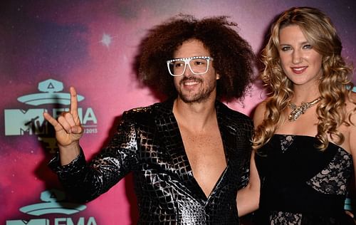 Redfoo (L) and Victoria Azarenka (R) at the MTV EMA's 2013