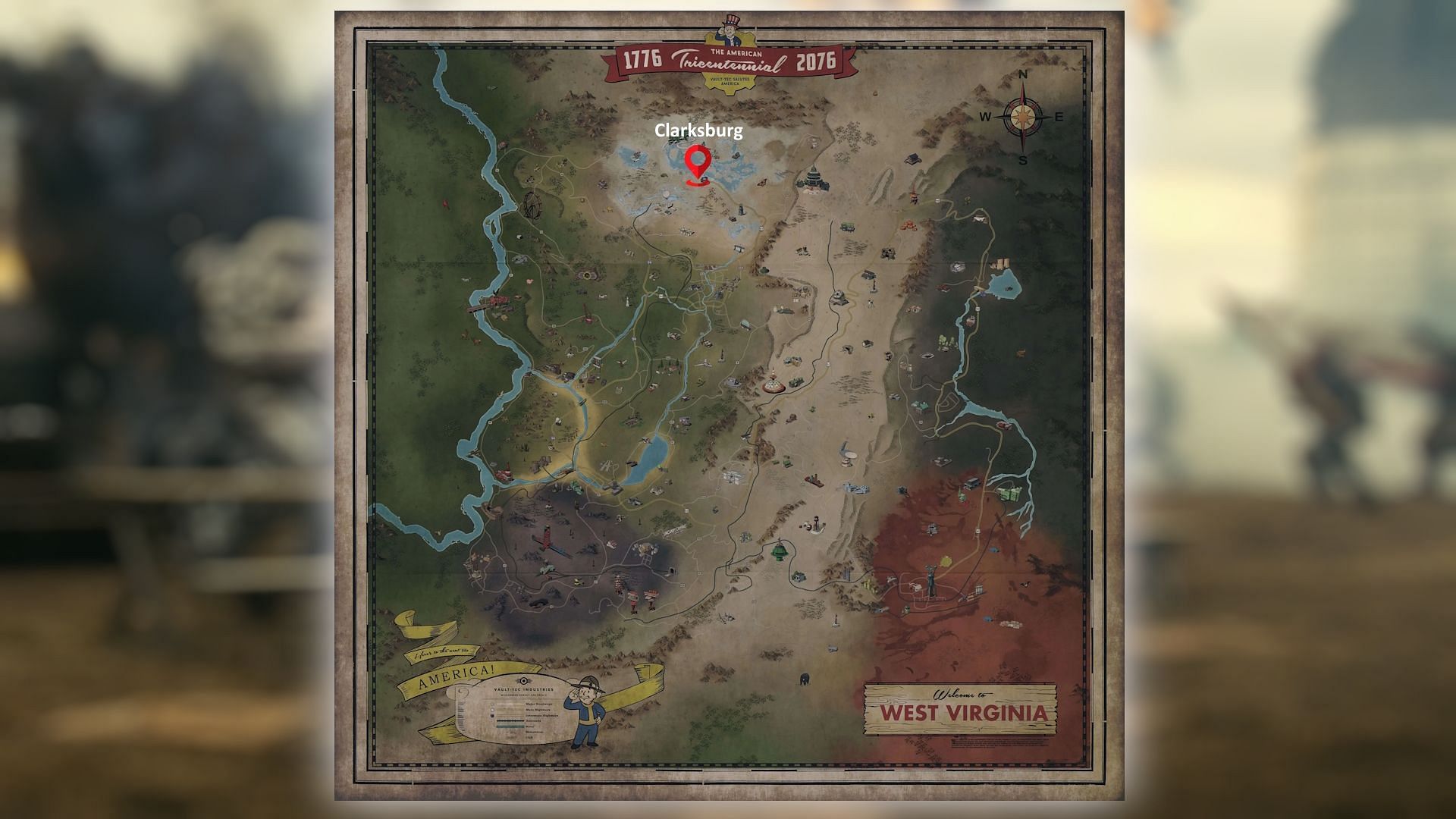 Clarksburg is located in the Toxic Valley region (Image via Bethesda Game Studios)