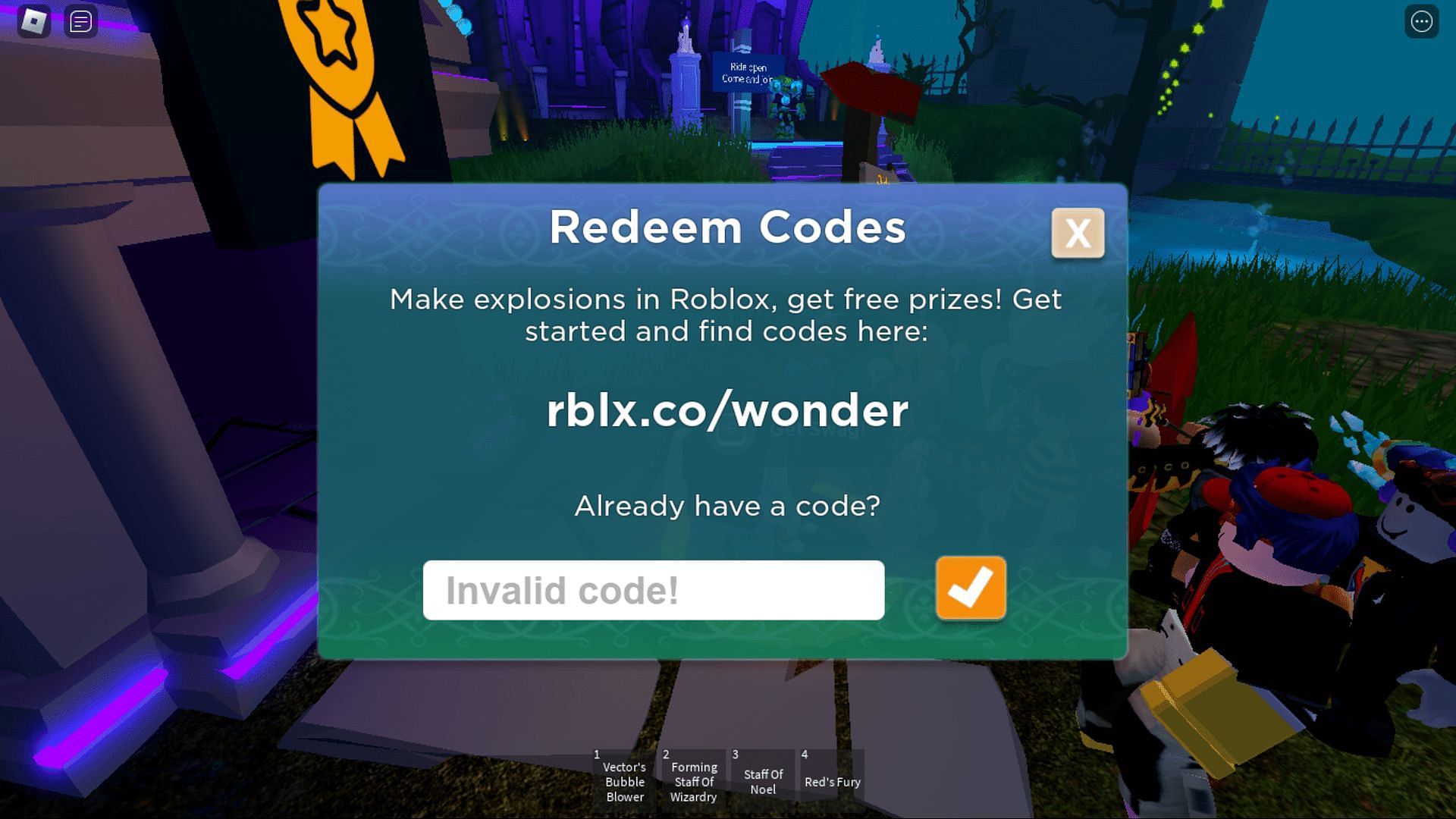 Troubleshoot codes in Mansion of Wonder with ease (Image via Roblox)