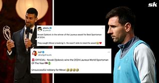 “Unsuccessful robbery” - Fans mock Lionel Messi after Novak Djokovic wins 2024 Laureus World Sportsman of the Year