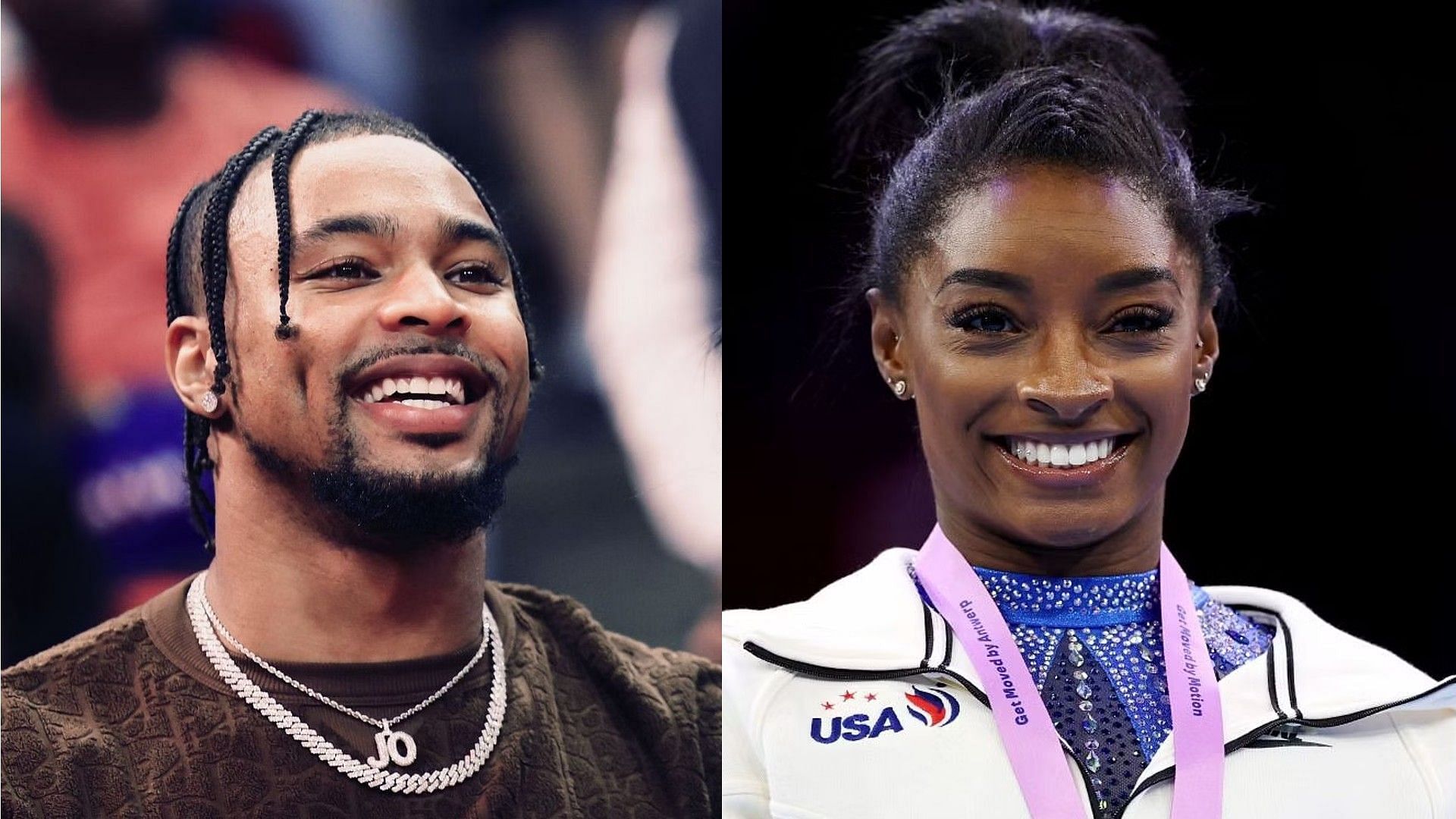 Simone Biles and husband Jonathan Owens step out in style for Rockets-Mavs game in Dallas