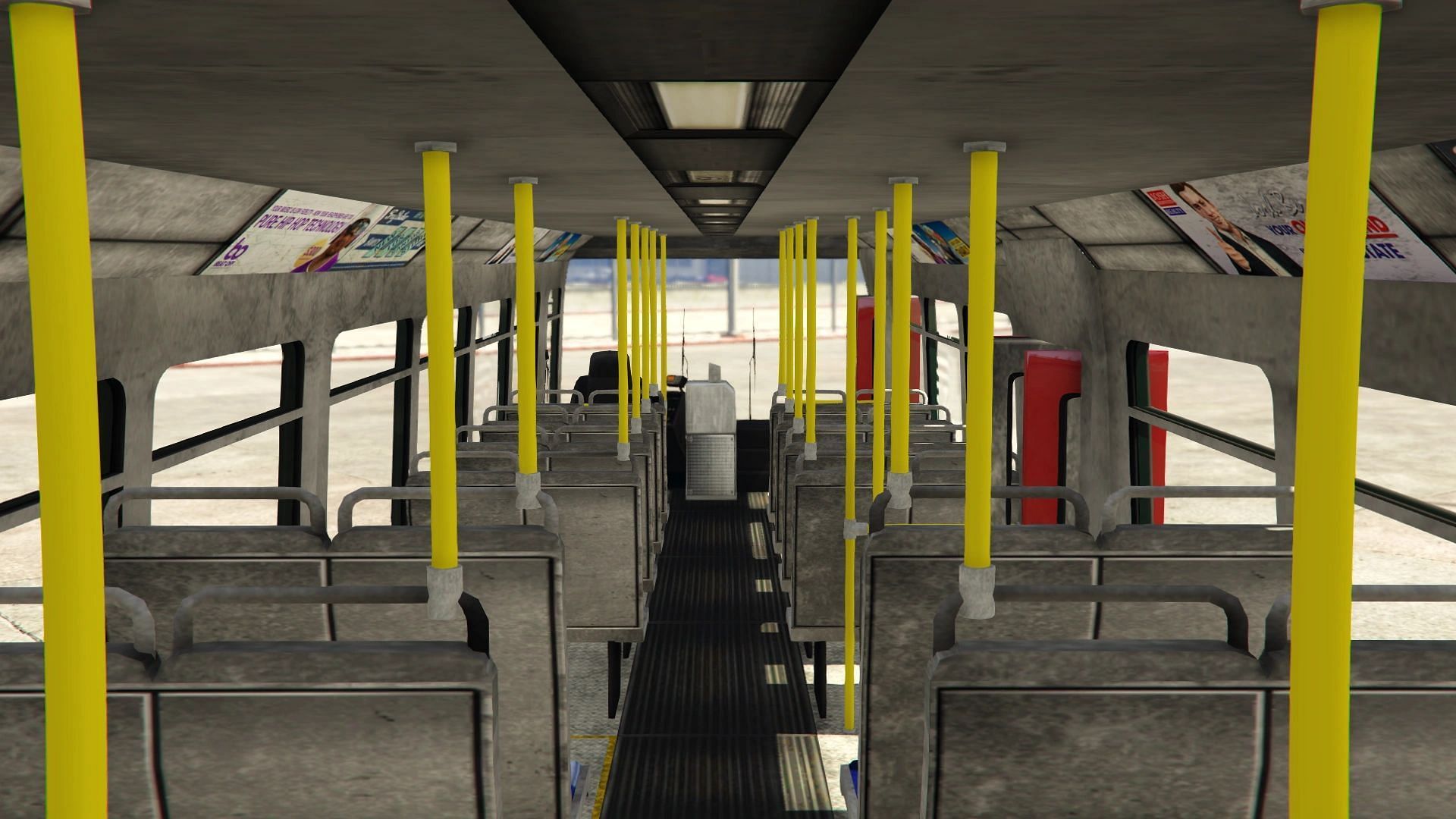 The interior of a Bus in Grand Theft Auto 5 (Image via Rockstar Games || GTA Wiki)