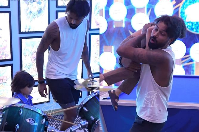 [Watch] Hardik Pandya spends some fun time with son Agastya in MI camp