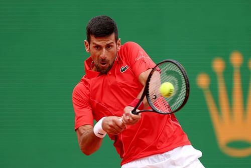 Novak Djokovic in action at the Monte-Carlo Masters