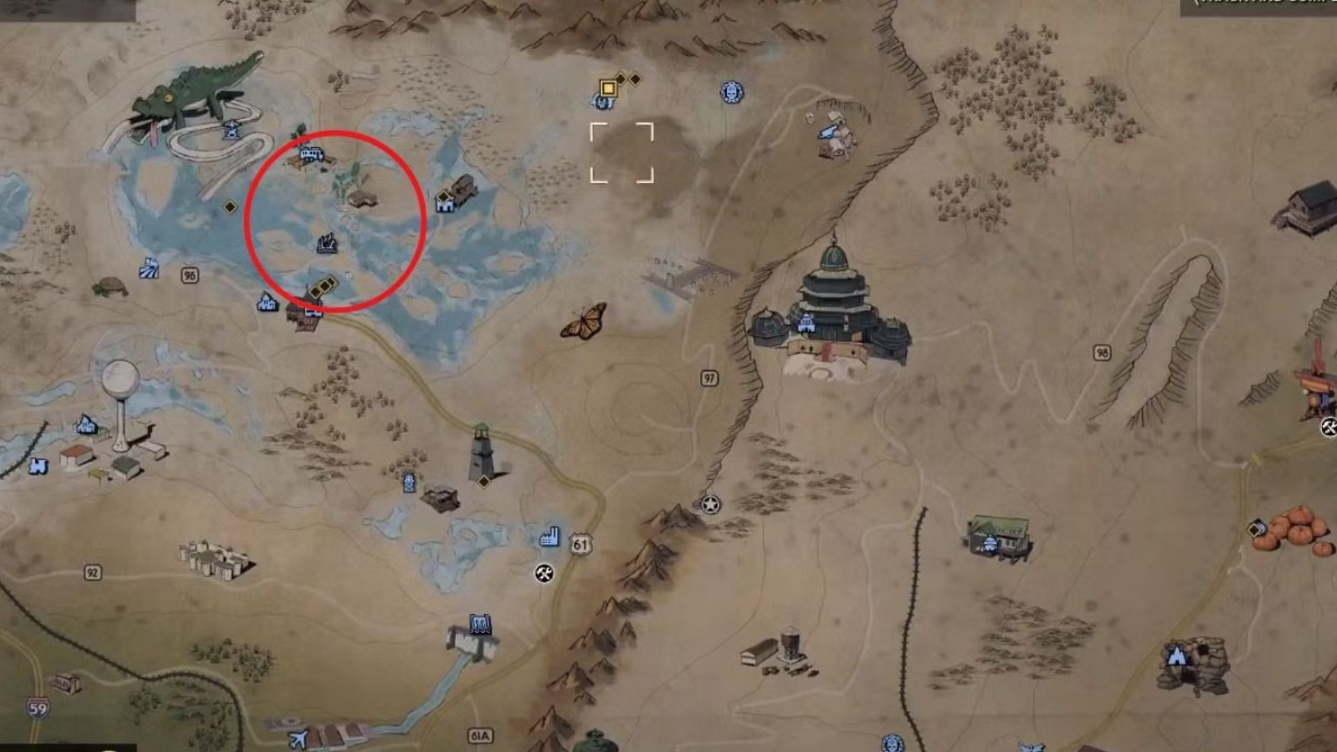Players can find a lot of reeds in North of Highway 64 by The River Bend. (Image via Bethesda Game Studios)