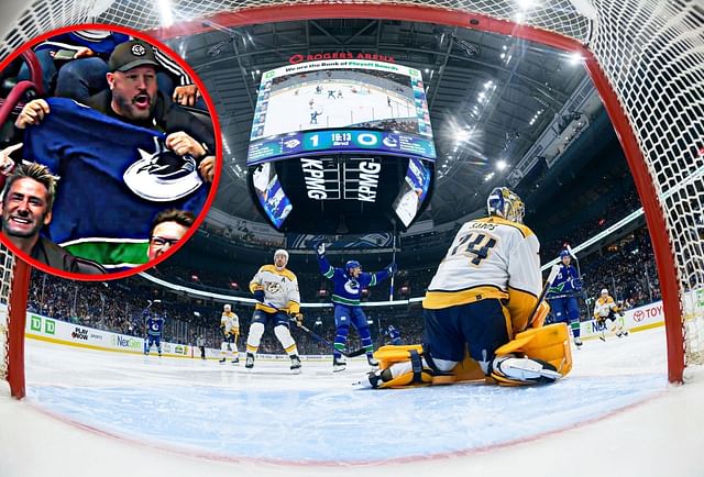 Kevin James and Chad Kroeger at Vancouver Canucks game