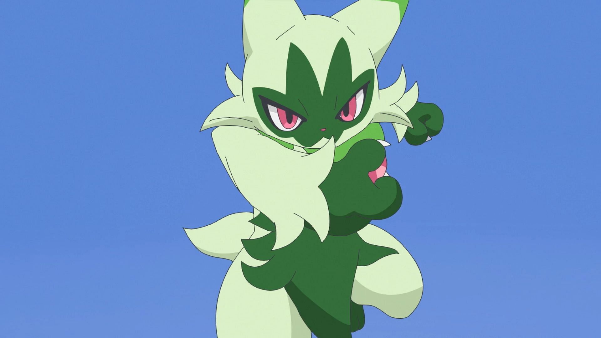 Liko&#039;s Sprigatito took its next evolutionary step in Pokemon Horizons Episode 45 (Image via The Pokemon Company)