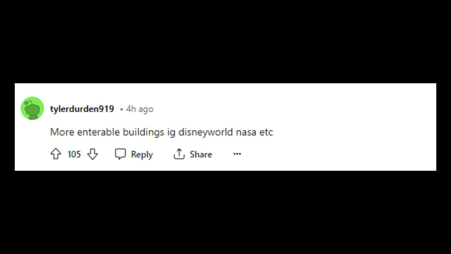 Reddit user u/tylerdurden919 wants more enterable buildings in GTA 6 (Image via Reddit)