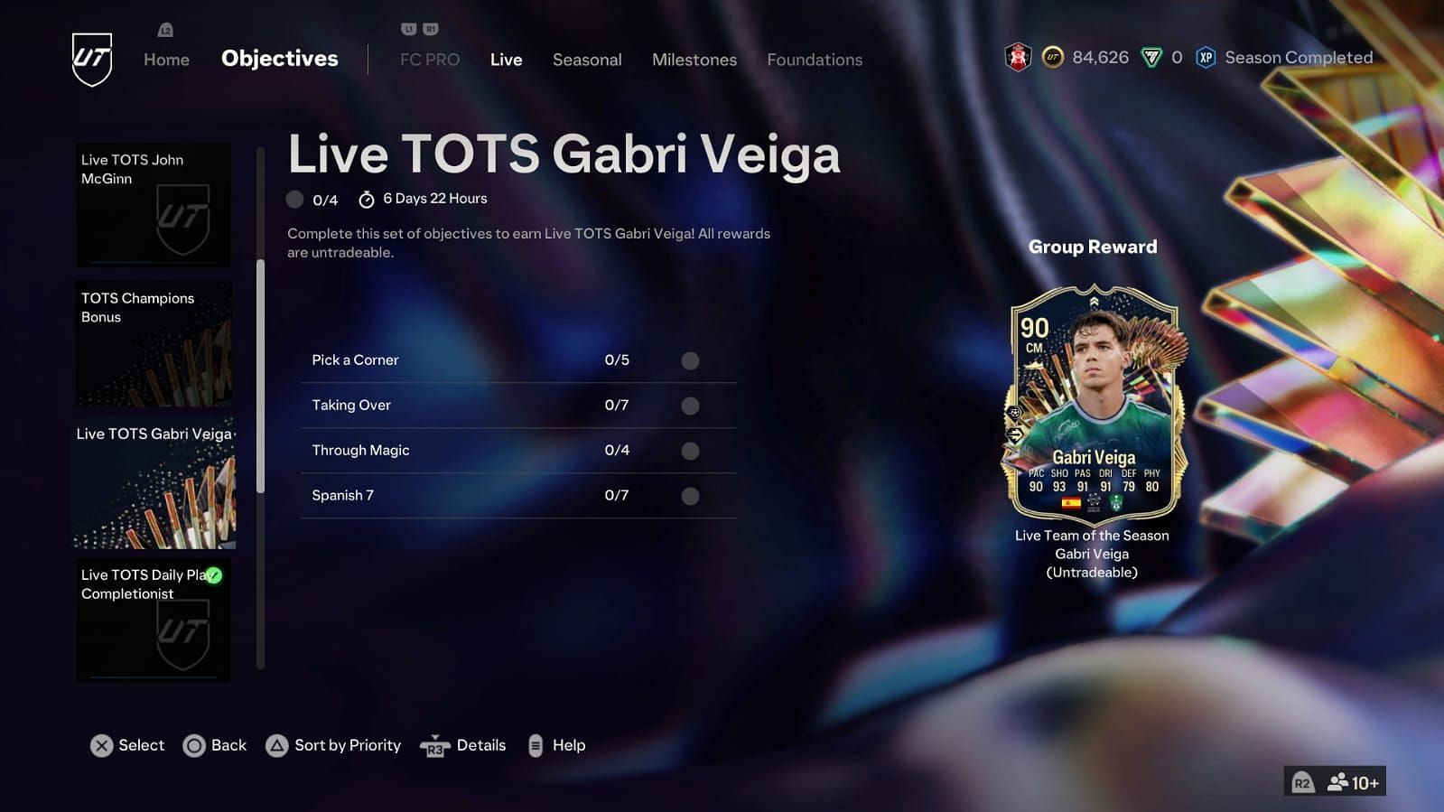 The EA FC 24 Gabri Veiga TOTS Live objective is available (Image via EA Sports)