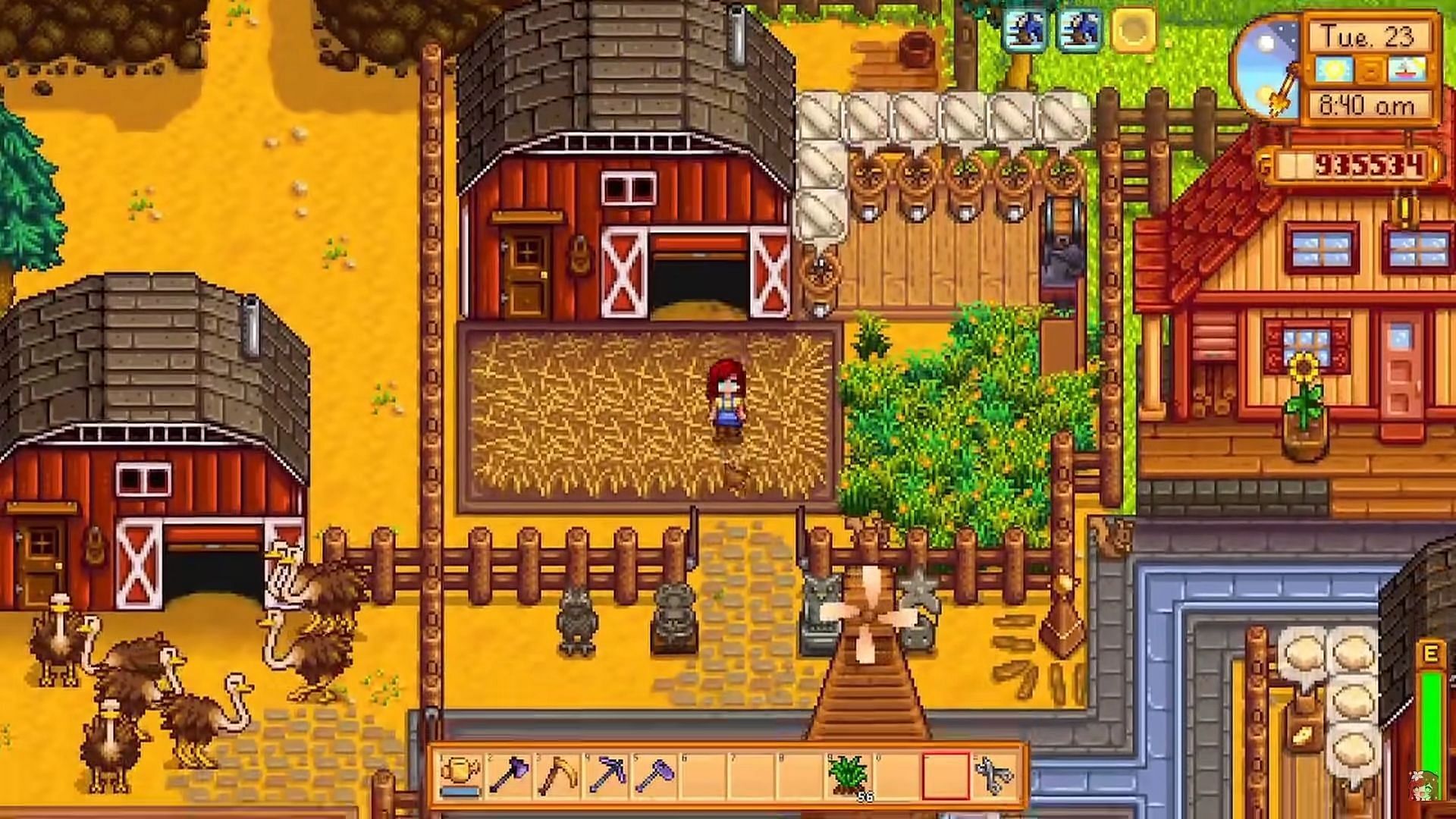 Placing the barn in an open area helps increase the friendliness meter of barn animals (Image via ConcernedApe || YouTube @ezlilyy)