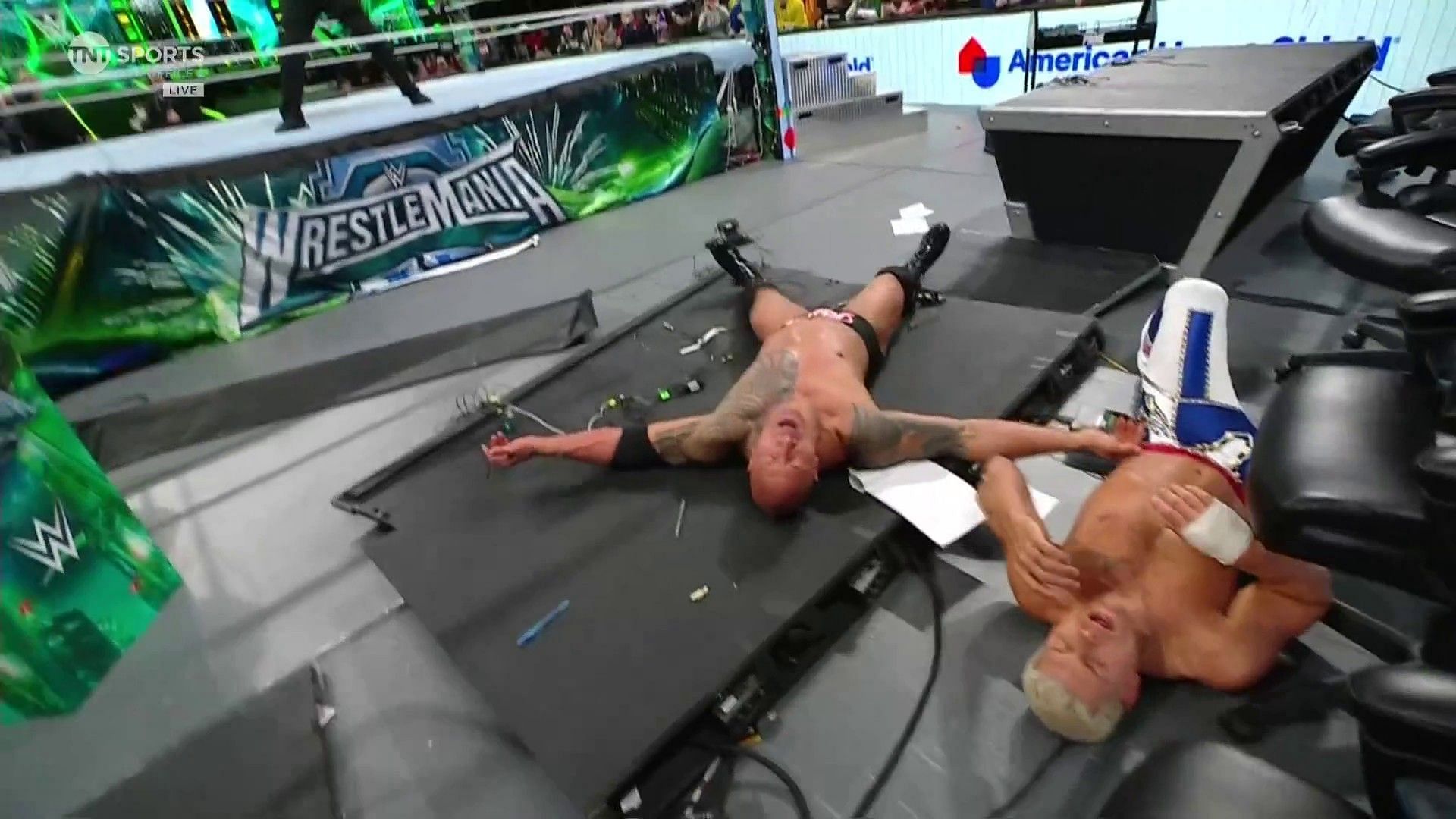 The Rock was put through a table at WrestleMania
