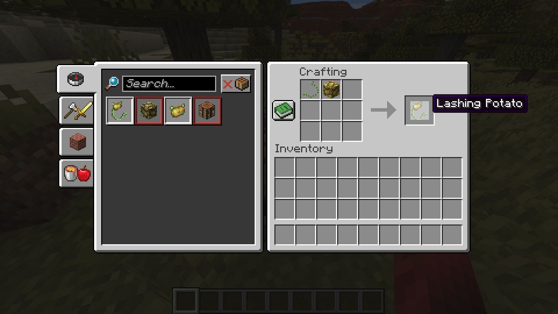The crafting recipe for the lashing potato in the Poisonous Potato update (Image via Mojang)
