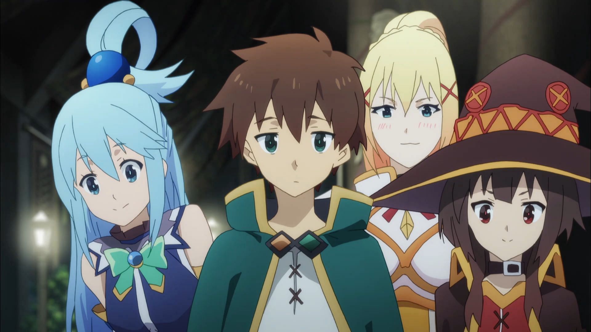 The rest of Kazuma&#039;s party comes to collect him in Konosuba season 3 episode 3 (Image via Deen)