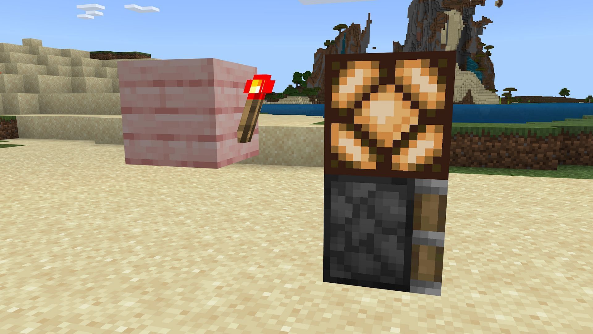 An example of a piston that would extend on Java, but doesn&#039;t on Bedrock (Image via Mojang)
