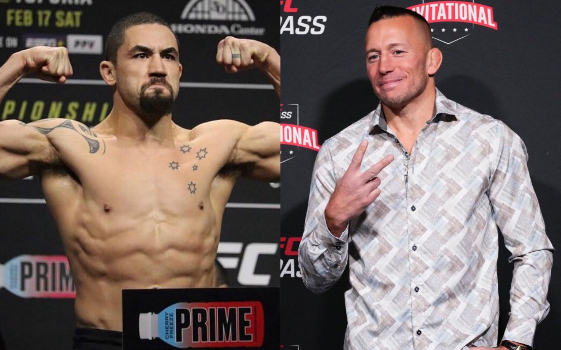 Robert Whittaker (left) names Georges St-Pierre as a dream opponent [Images courtesy of @robwhittakermma &amp; @georgesstpierre on Instagram]