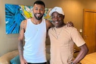 Hardik Pandya with Brian Lara